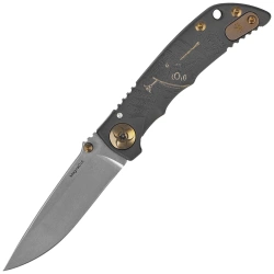 Spartan Blades Harsey 3.25 Folder Plague Doctor Black/Gold Titanium, Stonewashed MagnaCut by William W. Harsey (SF10DOCTOR BK)
