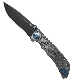 Spartan Blades Harsey Folder ''Memento Mori'' Titanium, Black MagnaCut by William W. Harsey (SF5 Custom Memento Mori)
