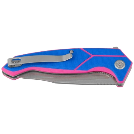 Nóż składany Kubey RBC-1 Blue / Pink G10, Stonewashed 14C28N by Sherif Manganas (KU373C)