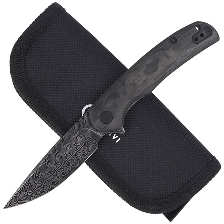 CIVIVI NOx Marble Carbon Fiber Black/Gray, Black Damascus (C2110DS-1)