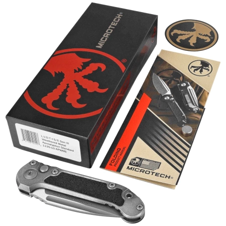 Microtech LUDT Gen III S/E Automatic Knife Weathered Metal Aluminum, Apocalyptic M390MK by Tony Marfione (1135-10APWME)