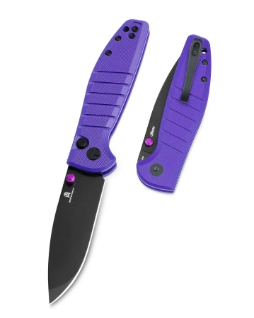 Bestechman Goodboy Jr. Knife Purple G10, Black PVD D2 by Keanu Alfaro (BMK10G)
