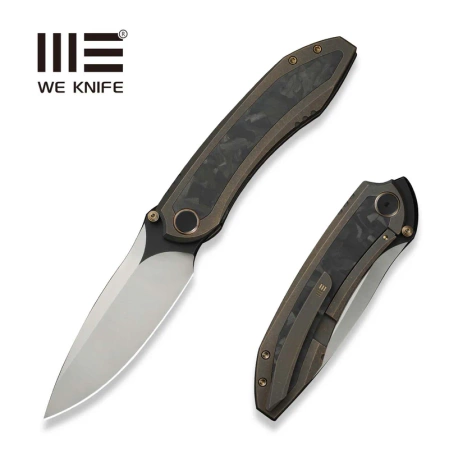 WE Knife Winsome Bronze Titanium/Marble Carbon Fiber, Satin/Black Stonewashed M390 (WE23092-3)