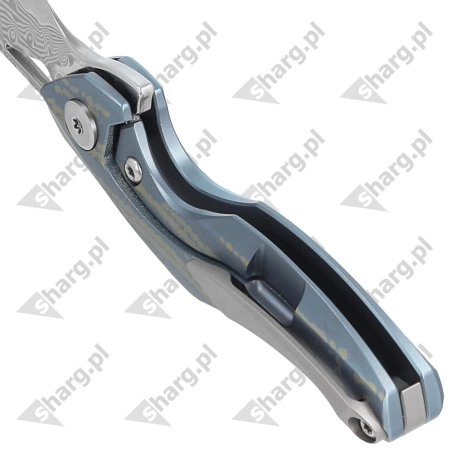 Bestech The Reticulan Neck Knife Blue / Colorful Titanium, Damascus by Elijah Isham (BT1810L)