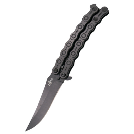 Third Decor Habitat Balisong Chain Black Stainless Steel, Black 420 Butterfly Knife (K2819BK)