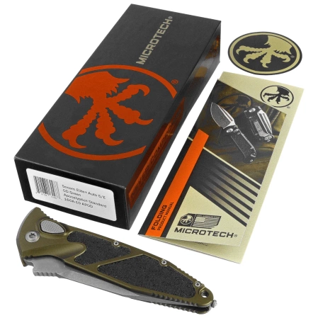 Microtech Socom Elite Auto S/E Automatic Knife OD Green Aluminum, Apocalyptic M390MK by Tony Marfione (160A-10APOD)