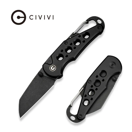 Civivi Pragma Knife Black Aluminum, Black Stonewashed Nitro-V (C23062B-1)