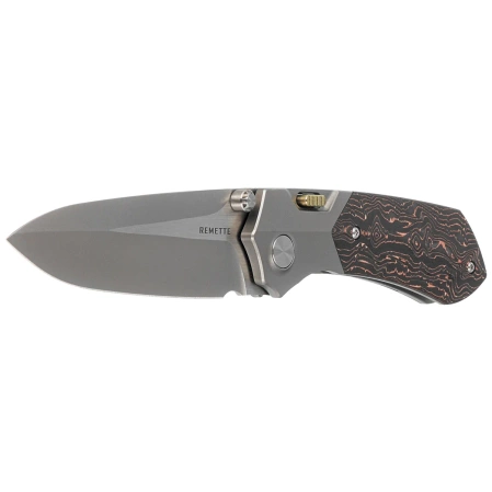 Remette RT-Meteor Knife Gray Titanium/Copper Carbon Fiber, Pearlescent M390 (RTPT-D)