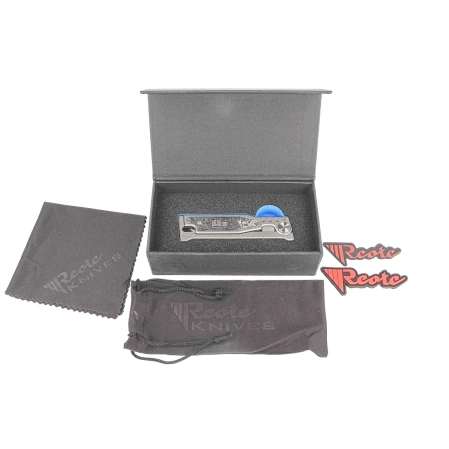 Reate Knife Mini EXO OTF Gravity T/E Bead Blasted Titanium/Burl Linen Micarta, Stonewashed CPM 3V