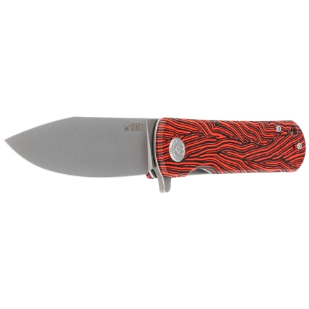 Nóż składany Kubey NEO Red / Black Damascus G10, Beadblasted AUS-10 by Keanu Alfaro (KU371E)