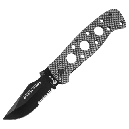 Nóż składany K25 RK-19221 Rubbered Black Aluminium, Black Titanium 7Cr17Mov