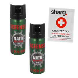 Zestaw 2x Gaz pieprzowy Sharg Nato Defence Gel 2mln Cone 50ml + chusteczka dekontaminacyjna (41050-C)