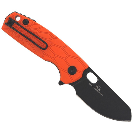 Fox Baby Core FRN Orange Knife, Black Stonewashed N690 by Jesper Voxnaes (FX-608 OR)