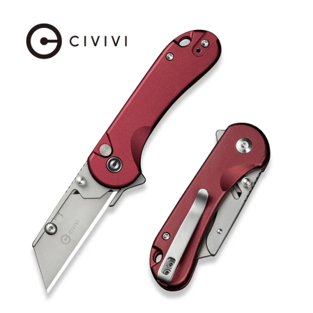 Civivi Elementum Utility Knife Burgundy Aluminum, Stonewashed 6Cr13 (C23039B-5)