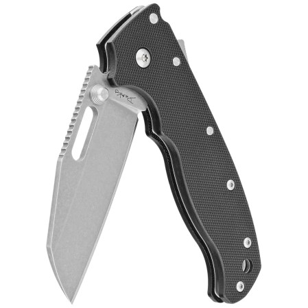 Demko AD20.5 Shark Foot Knife Black Peel Ply G10, Stonewashed D2 by Andrew Demko (205-D2-BLKPPG10-SF)