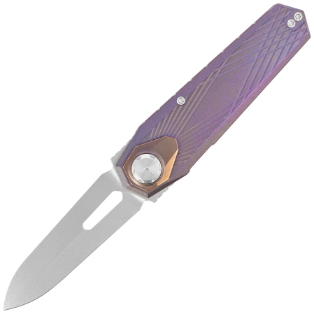 Nóż składany Remette RT-Infinite Power Grilled Blue Titanium, Hand Grinding Pearlescent M390 (RTIP-G)