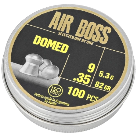 Zestaw dwóch opakowań Śrut Apolo Air Boss Domed 9 mm, 100 szt. 5.30g/82.0gr i Tarcze strzeleckie Sharg 140x140mm 50szt