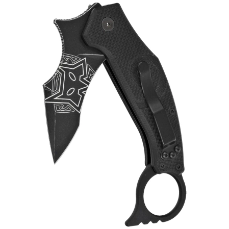 Nóż składany karambit FOX Moa Black G10, Black Stonewashed N690Co by Jared Wihongi (FX-653)