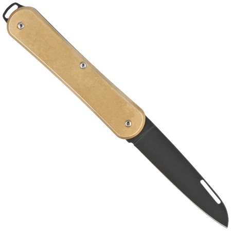 Fox Vulpis Brass, Black Top Shield M390 Pocket Knife (FX-VP130 OTB)
