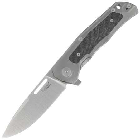 Nóż składany LionSteel Q4ttro Gray Titanium/ Fat Carbon, Satin MagnaCut by Molletta (Q4 GY)
