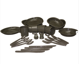 Mil-Tec Camping Dish Set, 26 Pieces, Olive (14687000)