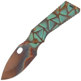 Nóż składany Medford TFF-1 Green Brsh/Bronze ''Stained Glass'', Bronze HW, Brsh/Bronze Clip, Vulcan S45VN by Greg Medford (MK0144VQ-35A4-T1C1-Q4)