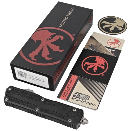 Microtech Scarab II Gen III S/E OTF Knife Black Aluminum, Apocalyptic M390MK by Tony Marfione (1278-10AP)