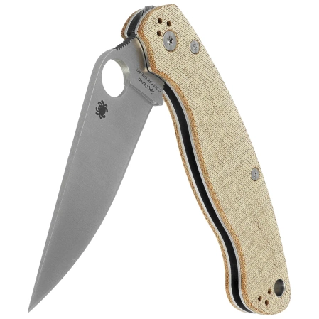Spyderco Military 2 Knife Brown Canvas Micarta, Satin Cru-Wear by Sal and Eric Glesser (C36MPCW2)