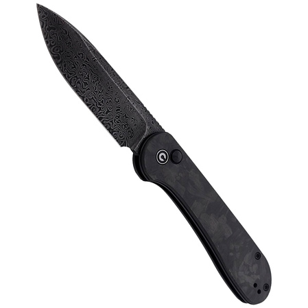 CIVIVI Knife Elementum Button Lock Marble Carbon Fiber Black, Black Damascus (C2103DS-3)