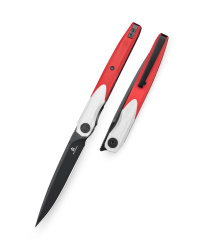 Bestechman Lanza Knife White/Red G10, Black Stonewashed 14C28N by Kombou (BMK14G)