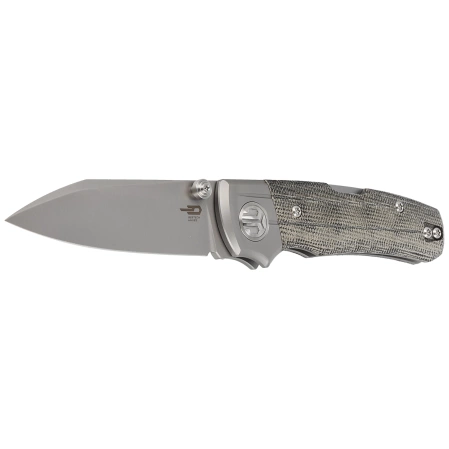 Bestech Tonic Grey Titanium / Black Canvas Micarta, Bead Blast Stonewashed M390 by Colin Maisonpierre Knife (BT2204A)