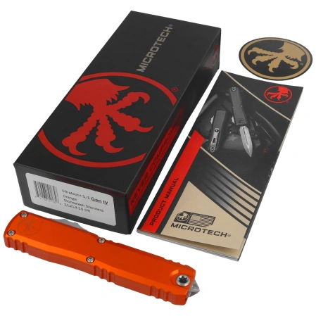 Microtech Ultratech Gen IV S/E OTF Knife Orange Aluminum, Stonewashed M390MK by Tony Marfione (11214-10OR)