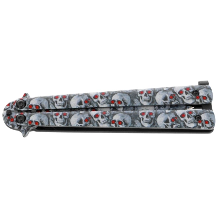Nóż składany motylek Martinez Albainox Balisong 3D Skulls Printed Steel, 3D Skulls Printed 3Cr13Mov (02220)