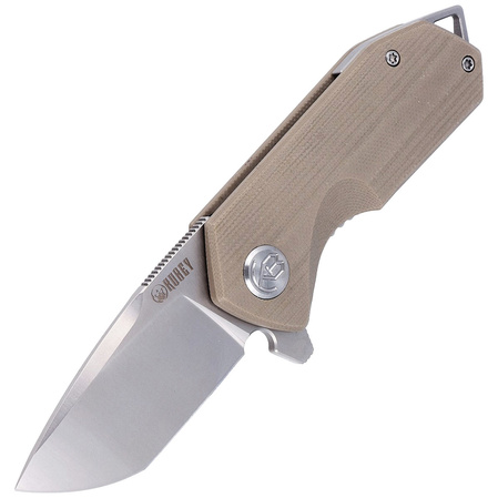 Kubey Knife Campe, Khaki G10, Bead Blasted D2 (KU203G)