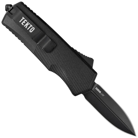 Tekto A5 Spry Mini D/E Black Aluminum OTF Knife, Black CPM S35VN