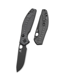 Nóż składany Bestechman Angry Owl Black G10 w/ Carbon Fiber Pattern, Black PVD D2 by Keanu Alfaro (BMK12F-2)