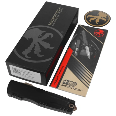 Microtech Luminary ZBP D/E Signature OTF Knife Black Aluminum, Black DLC M390MK by Tony Marfione (1270-1DLCS-Z23)