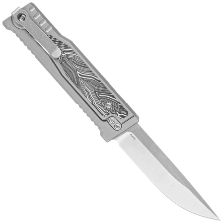 Nóż grawitacyjny Reate EXO-M OTF Gravity Drop Point Bead Blasted Titanium/Damascus Black-White G10, Satin Elmax