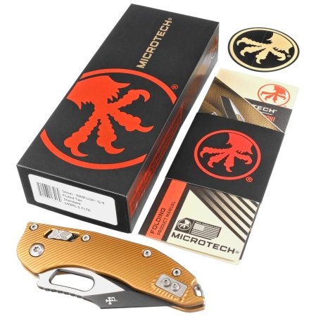 Nóż składany Microtech Stitch Ram-Lok S/E Fluted Tan Aluminium, Black M390MK by Borka Blades and Tony Marfione (169RL-1FLTA)