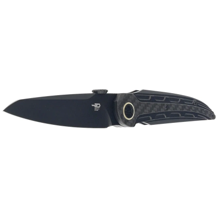 Bestech Prydwen Knife Black Titanium/Carbon Fiber, Black PVD MagnaCut by Kombou (BT2409D)