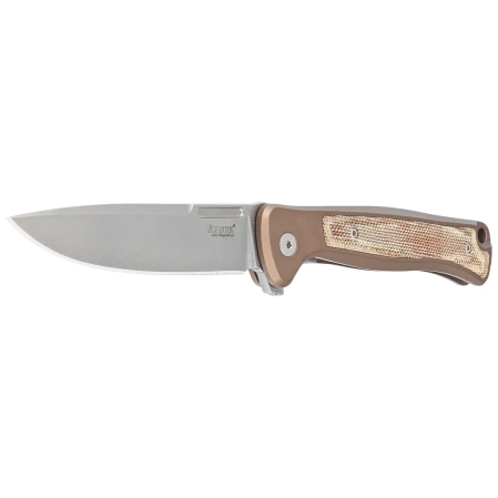 LionSteel Skinny Knife Earth Aluminum/Natural Canvas Micarta, Stonewashed by Molletta (SK01A ES)