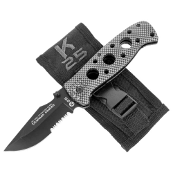 Nóż składany K25 RK-19221 Rubbered Black Aluminium, Black Titanium 7Cr17Mov