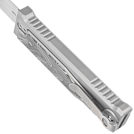 Nóż grawitacyjny Reate EXO-M Gravity D/E Bead Blasted Titanium/Damascus Black-White G10, Satin Elmax