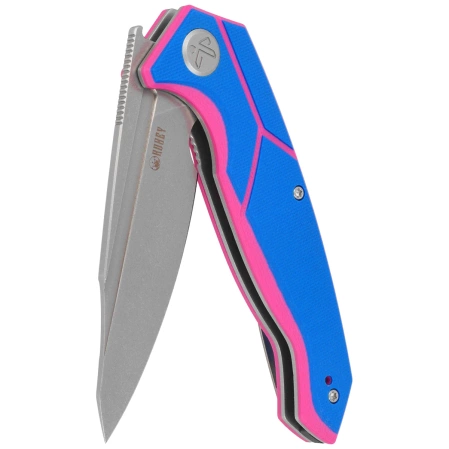 Kubey RBC-1 Knife Blue / Pink G10, Stonewashed 14C28N by Sherif Manganas (KU373C)