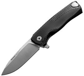 LionSteel ROK Knife Black Aluminum, Satin M390 by Molletta (ROK A BS)