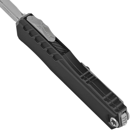 Nóż automatyczny OTF Microtech Cypher II D/E Black Aluminium, Stonewashed M390MK by Deryk Munroe i Tony Marfione (1242-10)