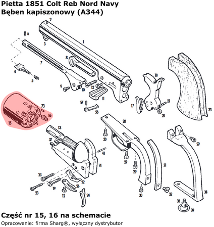 Cylinder fot Pietta 1851 Colt Reb Nord Navy .36 (A344)