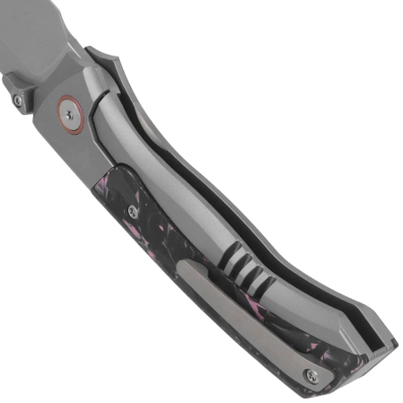 Remette RT-Steed Knife Gray Titanium/Black-Pink Carbon Fiber, Pearlescent M390 (RTWS-TP)