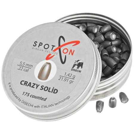 Spoton Crazy Solid Slug 22 .22/5.5mm AirGun Pellets, 175 psc 1.42g/21.91gr