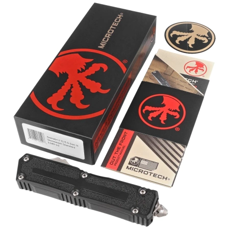 Microtech Scarab II Gen III D/E-S OTF Knife Black Aluminum, Stonewashed M390MK by Tony Marfione (1180-10)